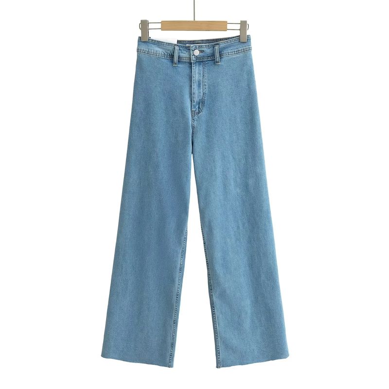 Spring New Women's Clothing French Vintage Style Fashion All-Match High Waist Stretch Nautica Style Micro-Pull Denim Pants