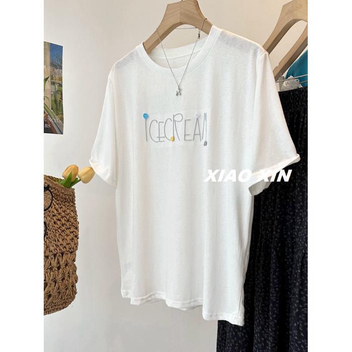 

Women s Loose-Fit Snowflake Letter Graphic Cotton T-Shirt 4XL (Recommended for 210-240 lbs) білий