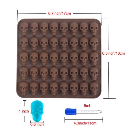 2-Pack of 40 Non-Stick Gummy Skull Silicone Candy Molds with 1 Dropper for Chocolate, Candy, Jelly, and Ice Cubes