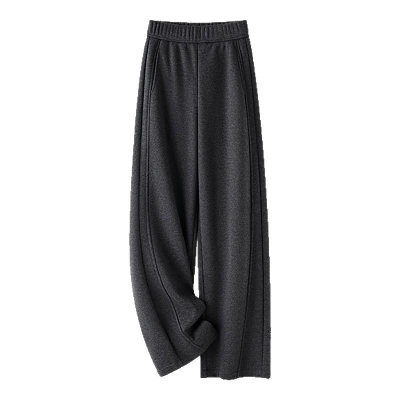 Women's Off-White Cashmere Wide-Leg Wool Pants - Autumn/Winter 2025, Cropped, Thickened, Loose Fit, Fleece-Lined, Straight-Leg Style.