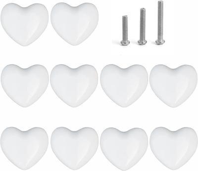 Ceramic Drawer Knobs Heart Shape Cabinet Dresser Pulls Handles with 3 Sized Screws,Kitchen Furniture Knobs for Cupboard Wardrobe