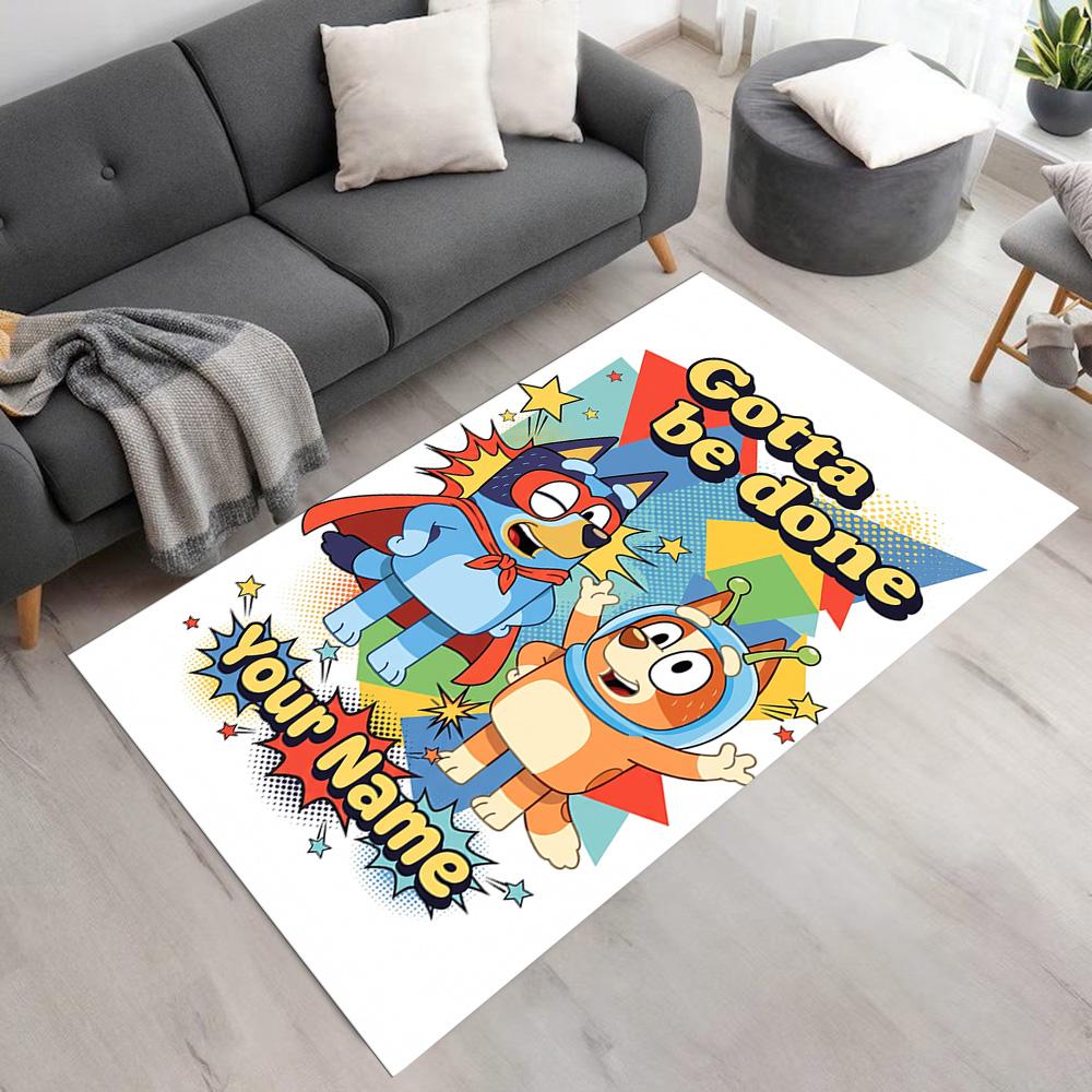 Bluey Customized Name Floor Mat Perfect for Decorate room Study room Game Room Dormitory Antislip Carpet Anime Office Decor Gift for Festivals