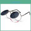 Modne Retro Vintage Gotyckie Okrągłe Okulary Steampunk z Odchylanymi Soczewkami o Ponadczasowym Uroku