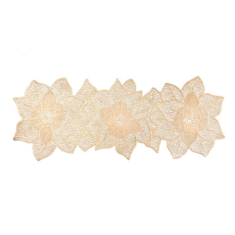 PVC Table Flag Long Style Solid Color Bronzing Table Runner Burlap Creative Irregular Flowers Nordic Light Luxury Decoration