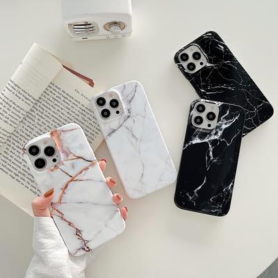 Luxury Smooth Plated Marble Phone Case For iPhone 14 13 12 11 Pro MAX XR X SE XS 7 8 Plus Electroplated Soft Silicone Back Cover