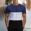 2024 Summer New Fashion Splicing Printed Short-sleeved T-shirt Men's Round Neck Loose Breathable Tops Sports Fitness T-shirt