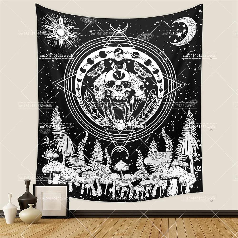 Goth Skull Tapestry Devil Satanic Tapestrys Wall Hanging Batwing Skeleton Tapestries For Bedroom Aesthetic Home Decoration