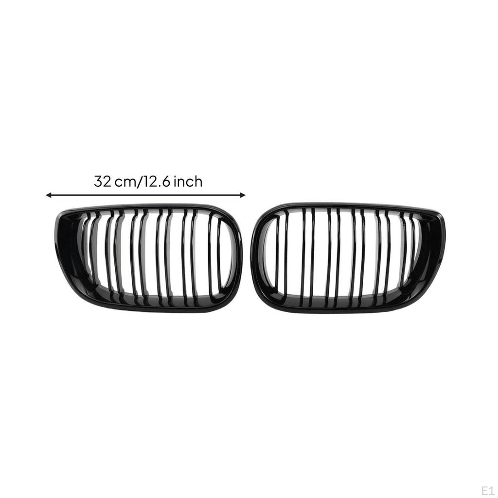 Front Kidney Grille with Double Slats Gloss Black DoubleBar Car Part for DIY