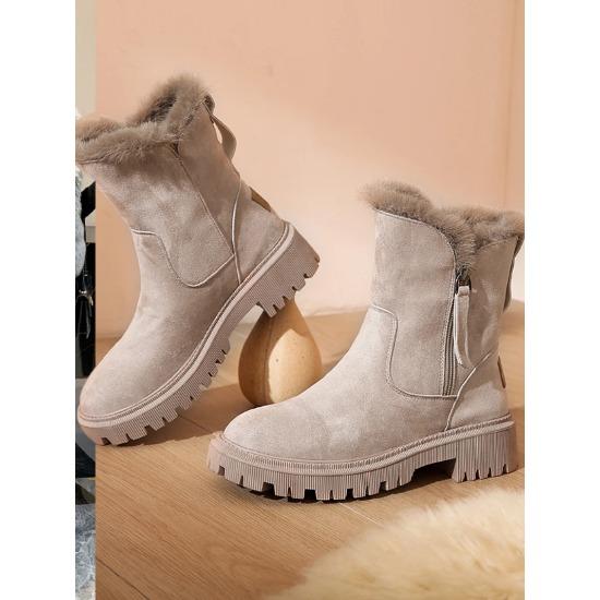 NEW Snow Boots Women Winter Warm Fashion Designer Platform Boots Non-slip Short Plush Flats Suede Shoes Mujer
