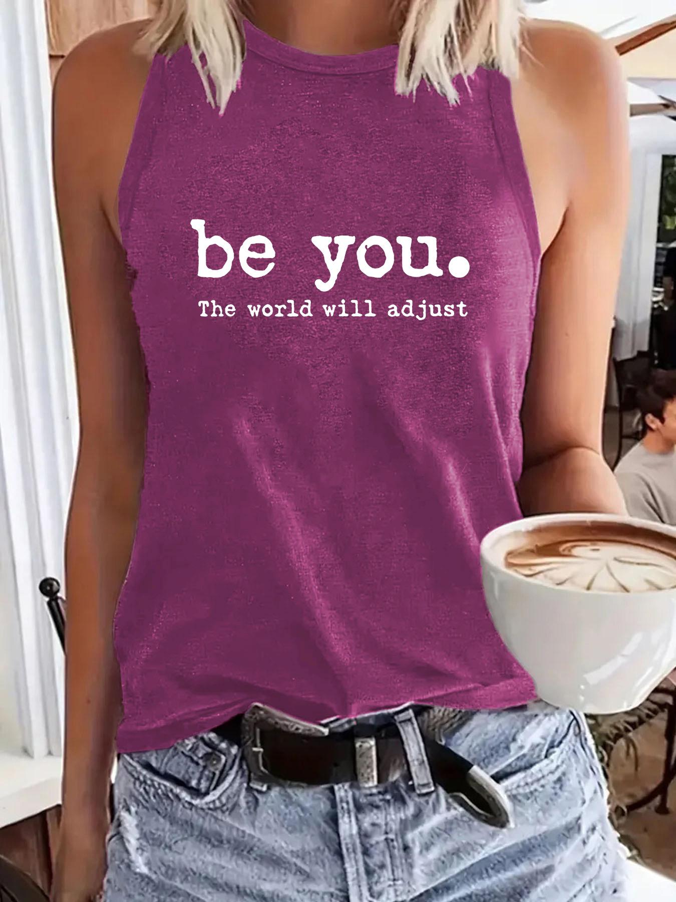 

Летняя повседневная большая жилетка с узором Be You, удобная женская футболка S темно-красного