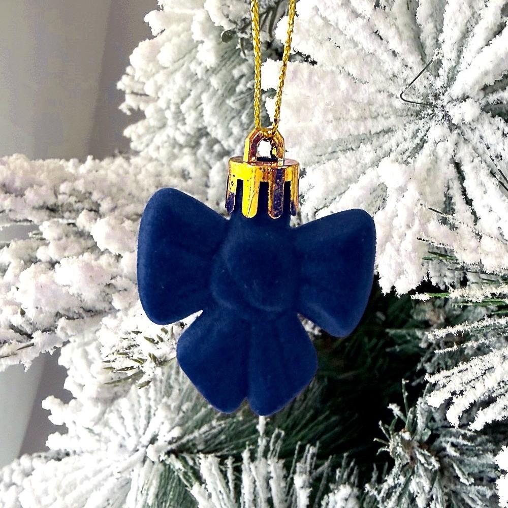 35PCS Flocked Xmas Tree Decor Set Velvet Bows Christmas Ball  Home Holiday Decor