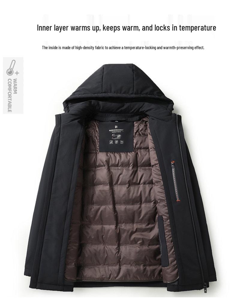 S611 Men's Thick Hooded Winter Down Jacket with Removable Liner