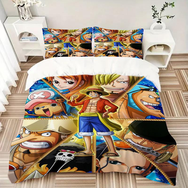 One Piece: Pirate Adventure Bedding Set Comforter Cover Gift for Bedroom,Includes 1 Cover and 2 Pillowcases, No InsertB270