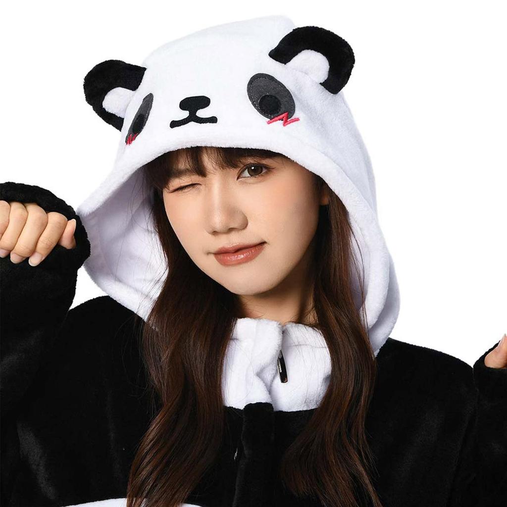 OLAOLA Panda Kigurumi Animal Costume for Fluffy Loungewear for Men and Warm Winter Cute Flannel Pajamas for Room Cold Unisex Pajamas, Adults, Women,