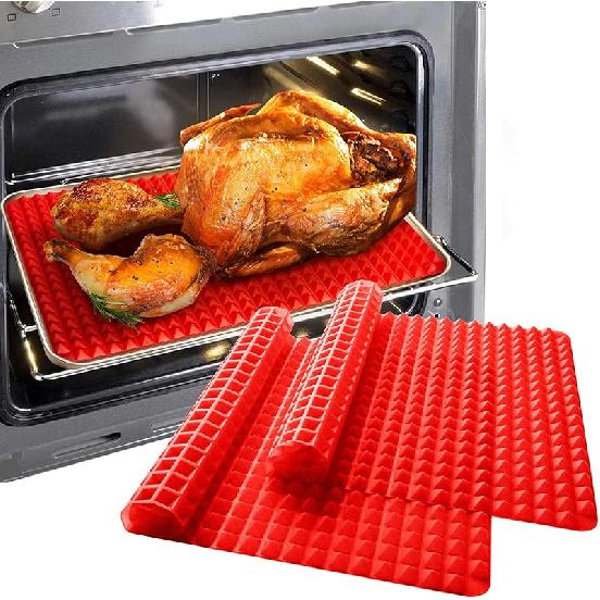 Silicone Baking Mat Sheets for Oven Mats Cooking Pan 16 x11  6.7 x6.7  2 Pack Non-Stickfor Oven Grilling BBQ (2 Pack Red 16 x11 ) 16 L x 11 W