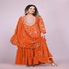 Rust Orange Embroidered Sharara Suit