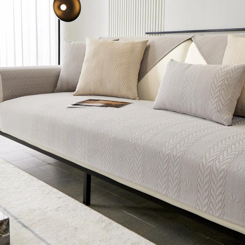 New  Four Seasons Universal Anti-Slip Cushion Simple Modern Leather Sofa Cover Chenille Sofa Cushion