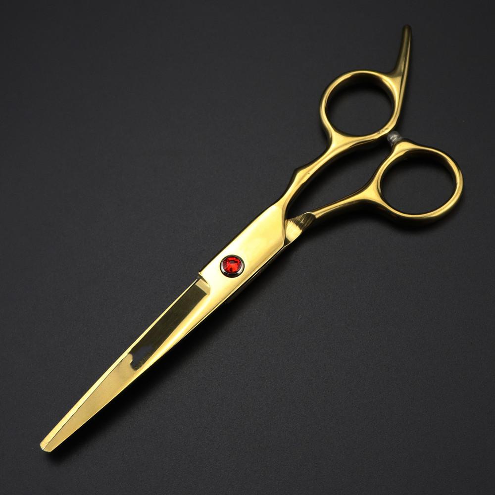 Professional 6 '' Scissor Red Gem Hair Cutting Scissors Haircut Thinning Barber Tools Cut Shears Hairdresser Scissors