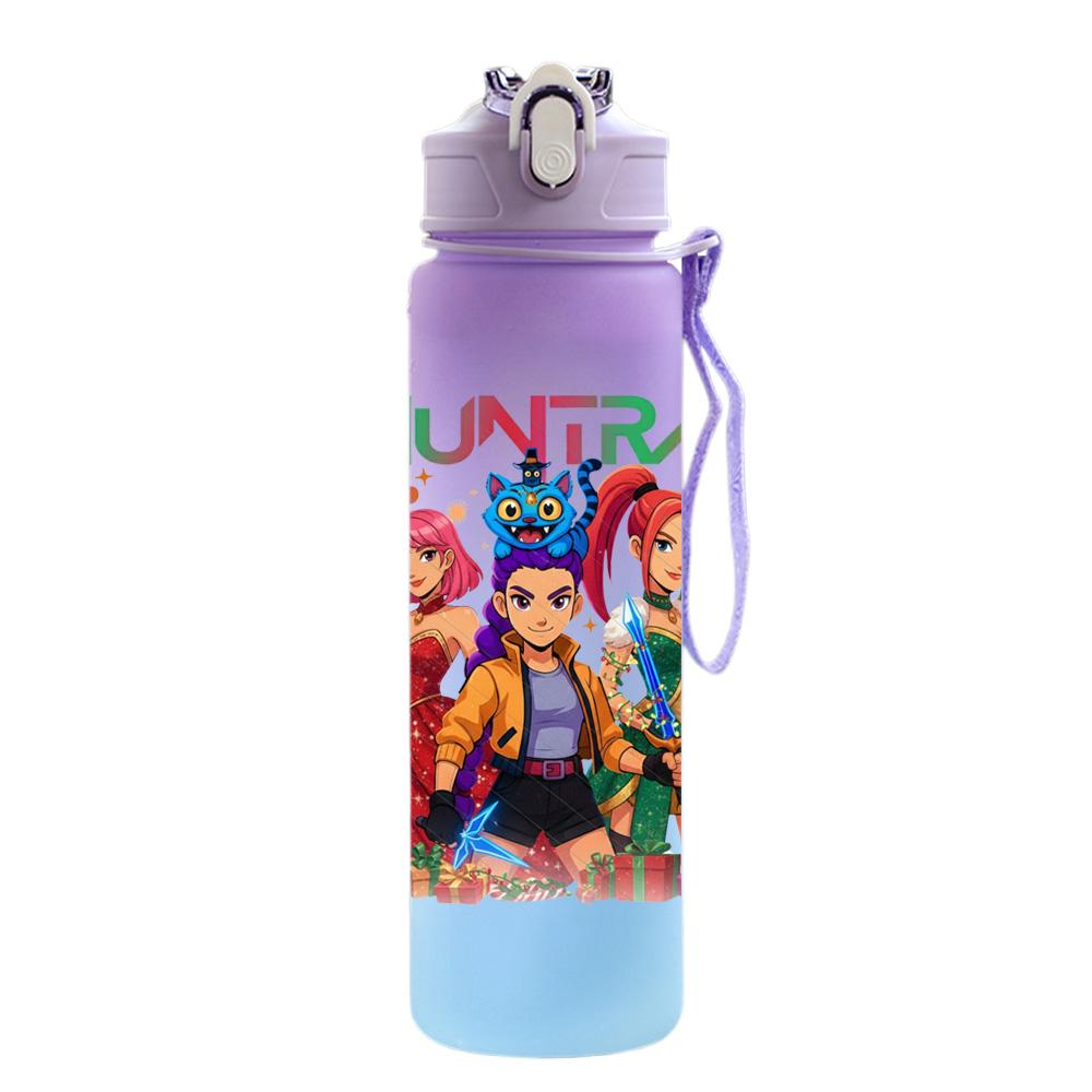 750Ml Water Bottle Christmas K-Pop Demon Hunters Printed Large Capacity Drinking Cup Portable Outdoor Sports Water Cup Children Kid Gift