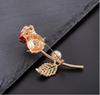 New Hot Beautiful Crystal Trendy Rose Red Flower Brooch Pins Jewelry Women Alloy Brooches Accessories Jewelry Gfit