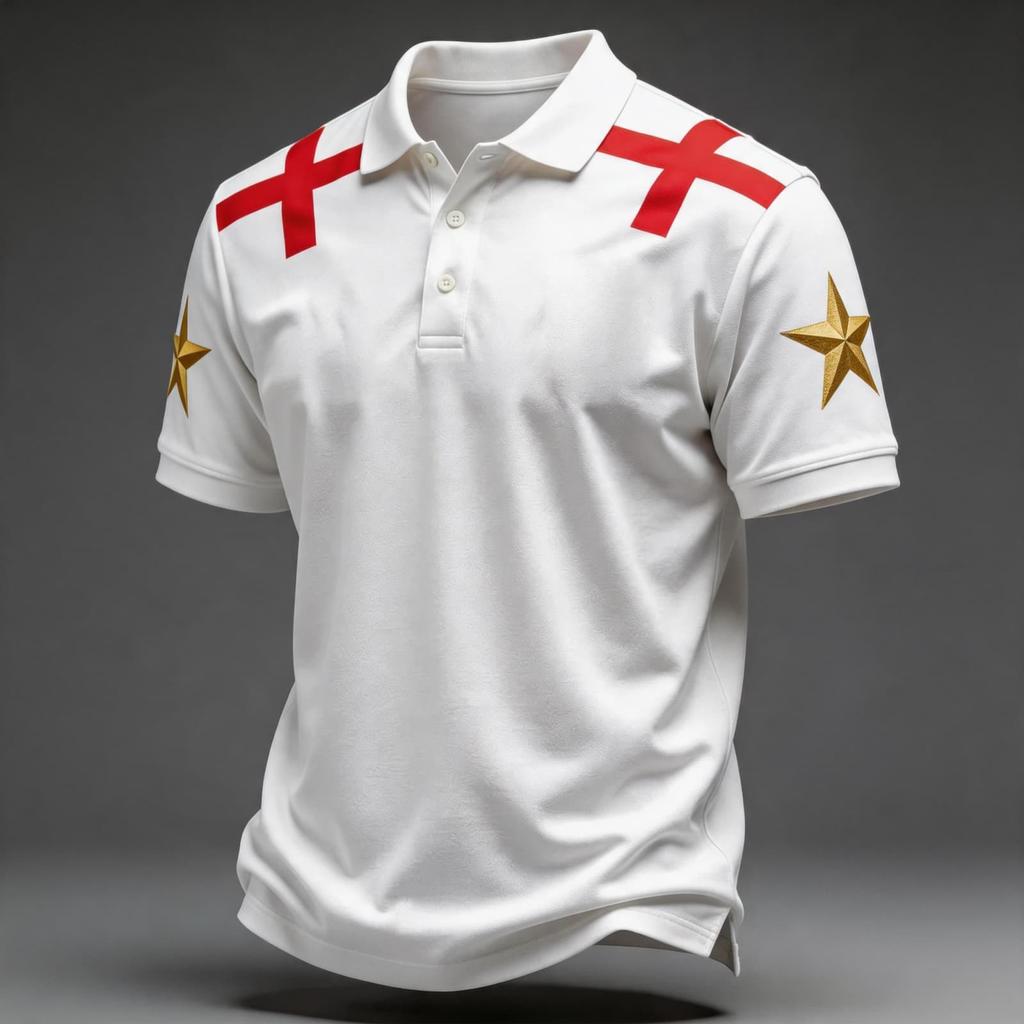 Men's Support Polo Shirt with National Flag Print Button Collar Short Sleeve Casual Fit Breathable Fabric for Outdoor Activities