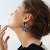 Elegant Black Diamond Bow Earrings: Retro & Exquisite Sparkling Jewelry for Women