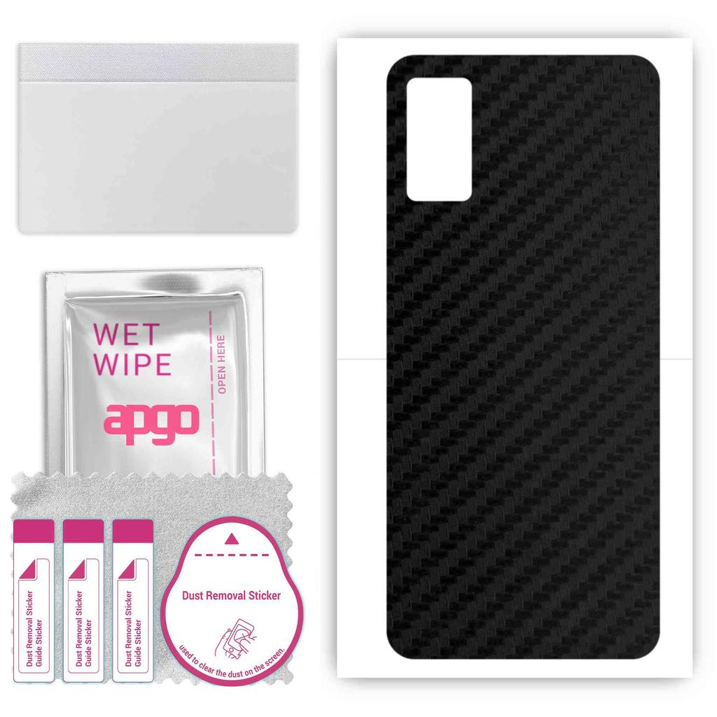 apgo Adesivo Protettivo Skin per il retro compatibile con ZTE Blade 11 Prime, Pellicola Wrap, Pellicola, Vinile - Motivo Nero Carbonio