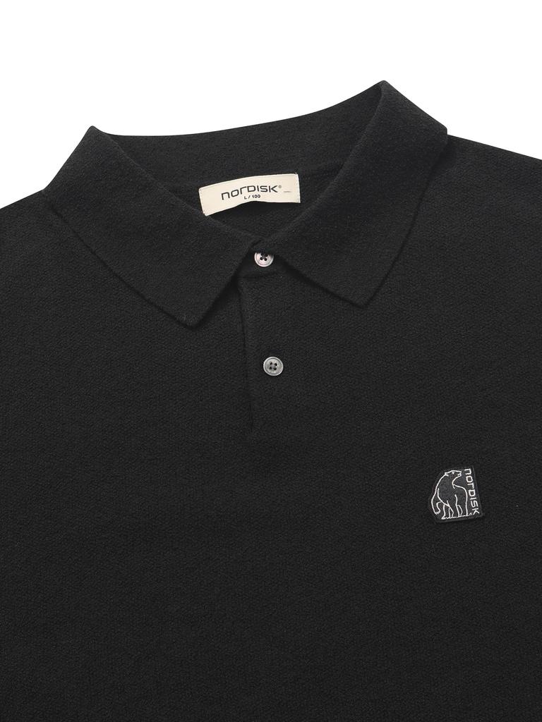 NORDISK Short Sleeve Polo Sweater - M_Charcoal