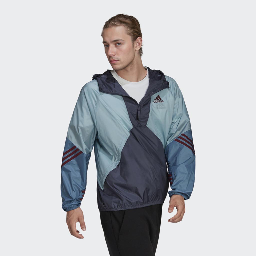 Adidas Logo Color-Block Striped Sports Training Casual Jacket Men Jacket Blue H65747