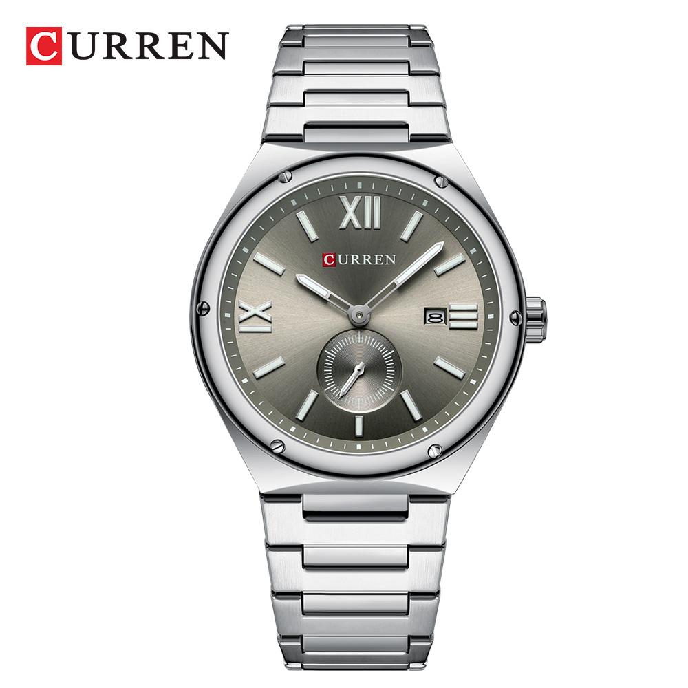 CURREN Luxury Watch Business Waterproof Male Clock Luminous Date Stainless Steel Square Quartz Men Watch Casual Business Wristwatch