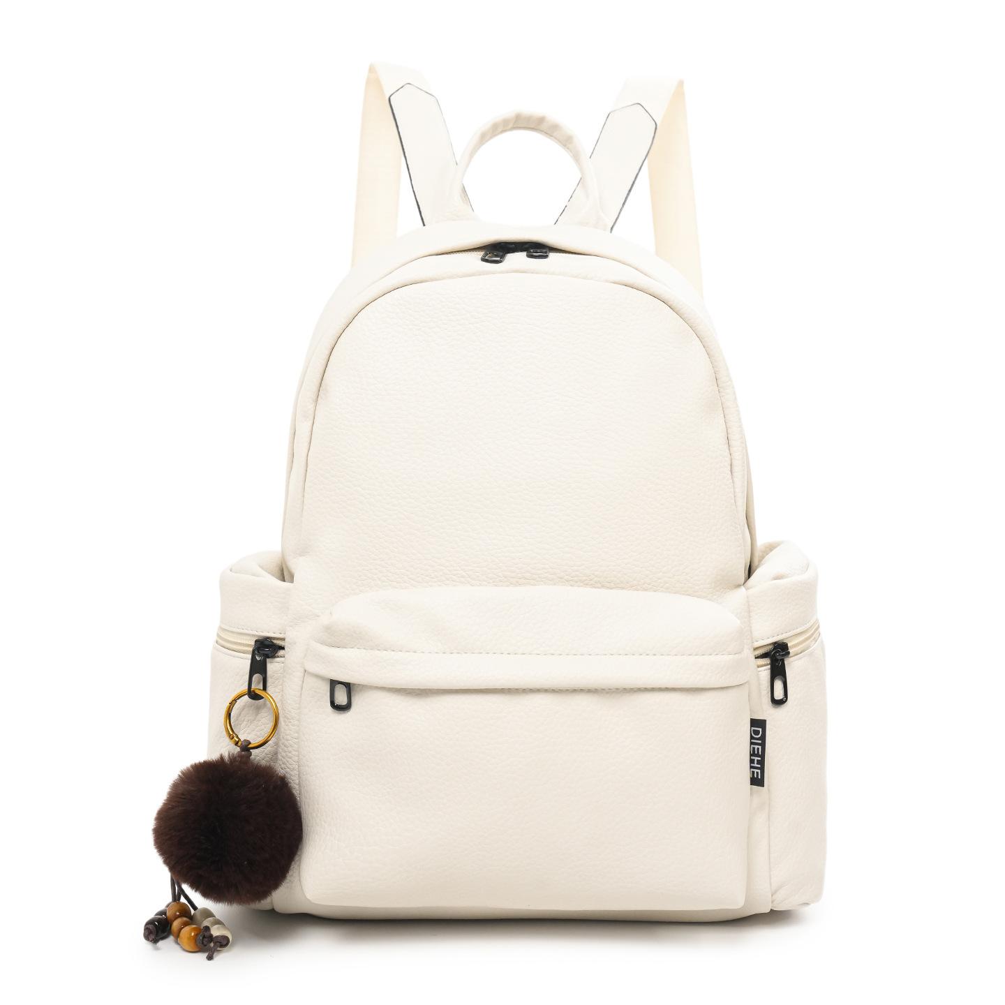 Litchi Pattern Minimalist Backpack for Women, Crossbody Backpack, Fashionable Retro Backpack, Women s PU Leather Large Capacity Handbag, Travel With hair ball