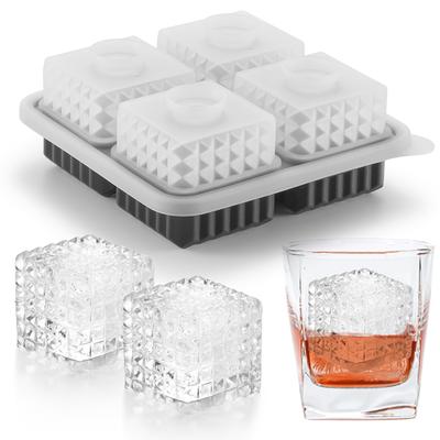 3D Square Spheroid Ice Cube Tray Silicone Shapes Ice Mold For Cocktails Bourbon Brandy Whiskey Gifts