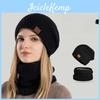 Gestricktes Wintermützen- und Schal-Set mit Fleecefutter für Damen für den Außenbereich bei Kälte