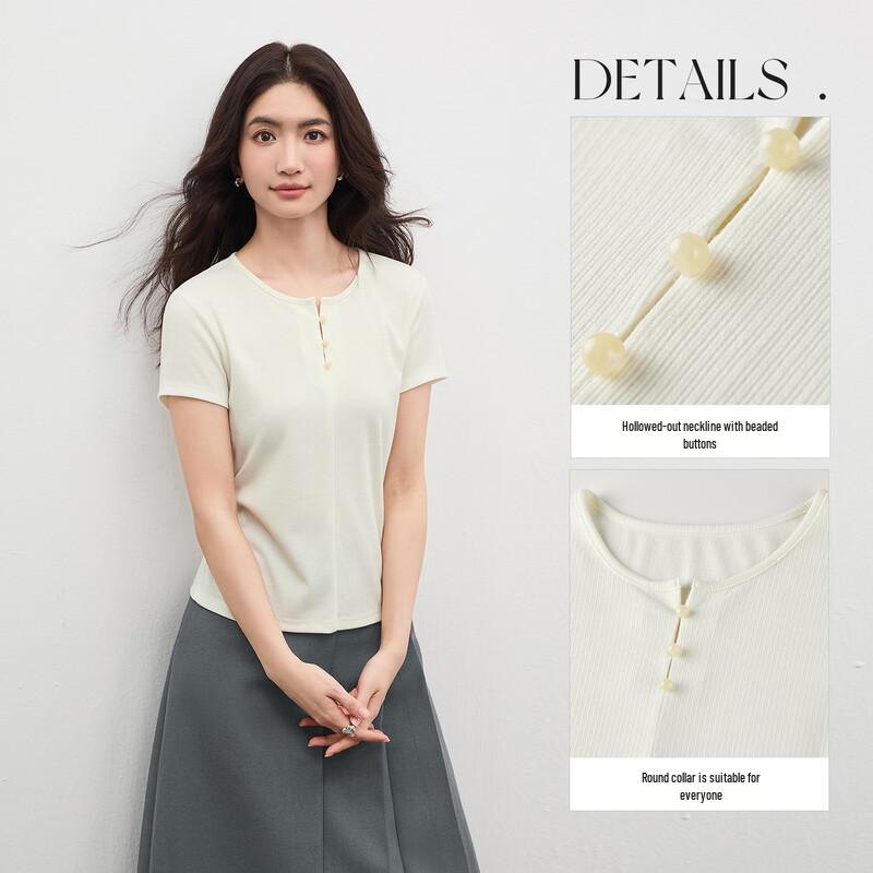 Women's Casual Ribbed Knit Short Sleeve T-Shirt