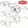 5pcs Sets Reading Glasses Women Men Square Prescription Lenses Multifocal Eyeglasses Anti-blue Light Computer Eyewear Frames