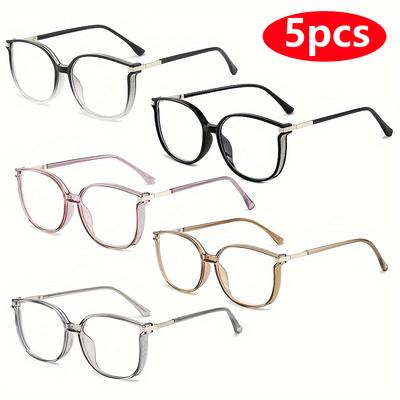 5pcs Square Reading Glasses for Women Men Anti Blue Light Multifocal Prescription Lenses Computer Eyewear Frames