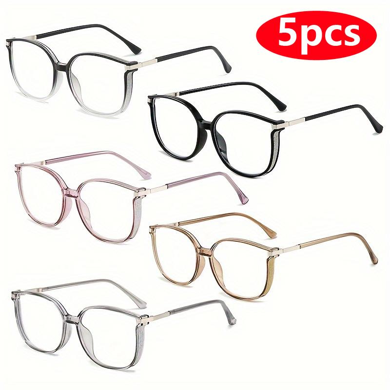 5pcs Sets Reading Glasses Women Men Square Prescription Lenses Multifocal Eyeglasses Anti-blue Light Computer Eyewear Frames