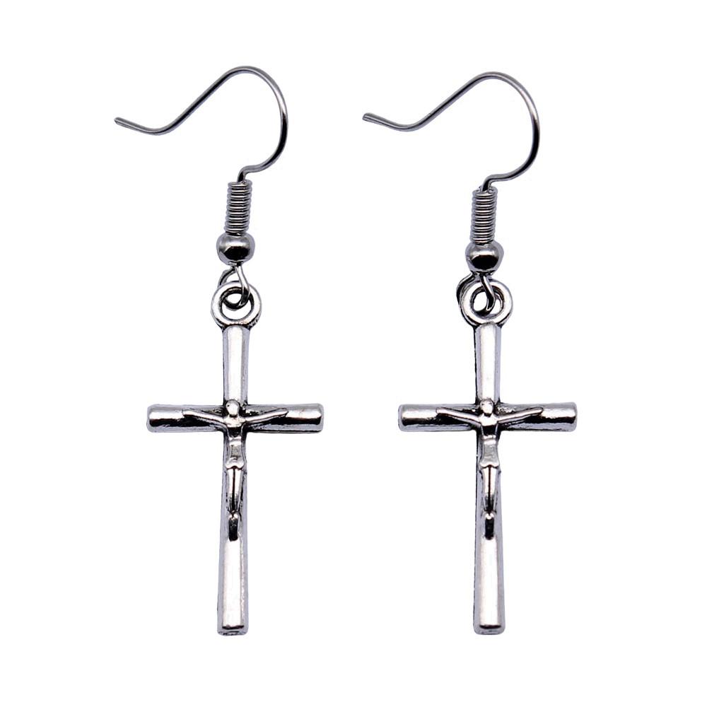 Cross Dangle Earrings Minimalist Gothic Christian Symbol Drop Earrings Girl Jewelry