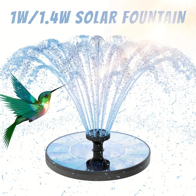 1.2W/1.4W Outdoor Solar Fountain with 6 Nozzle  Suitable for  Bird Bath Garden Fish Tank Pond Swimming Pool Garden Decoration