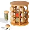 Spice Rack with Containers, Wooden, Rotating, 13 Pieces.