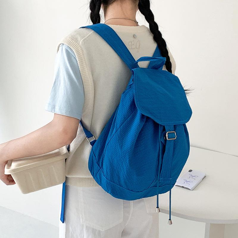 Summer Korean Version New Plaid Niche Nylon Backpack for Women's Artistic Leisure Travel Lightweight Student Backpack