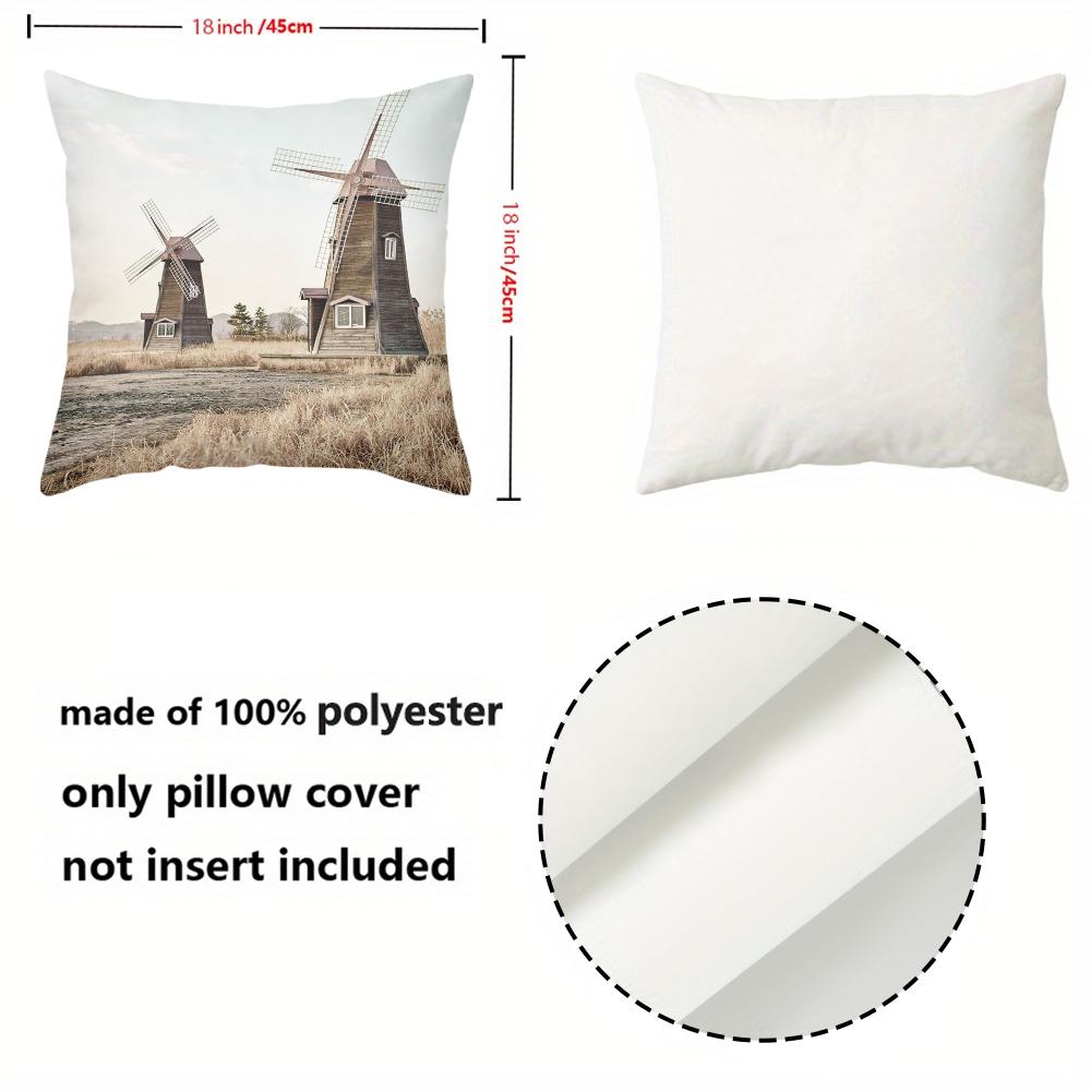 Seagull And Pier Windmill Printed Decorative Cushion Covers Polyester pillowcase, sofa decorative cushion cov Headboard Pillow