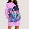 Vestito Lunghezza Ginocchio Tasche con Cappuccio KPop Demon Hunters Felpa Manica Lunga Semplice Casual Sportiva Gonna