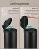 SONGMICS 30L Round Trash Can with 15 Trash Bags, Metal Pedal, Removable Plastic Bucket, Handle, Soft-Close Lid, Steel, Ink Black