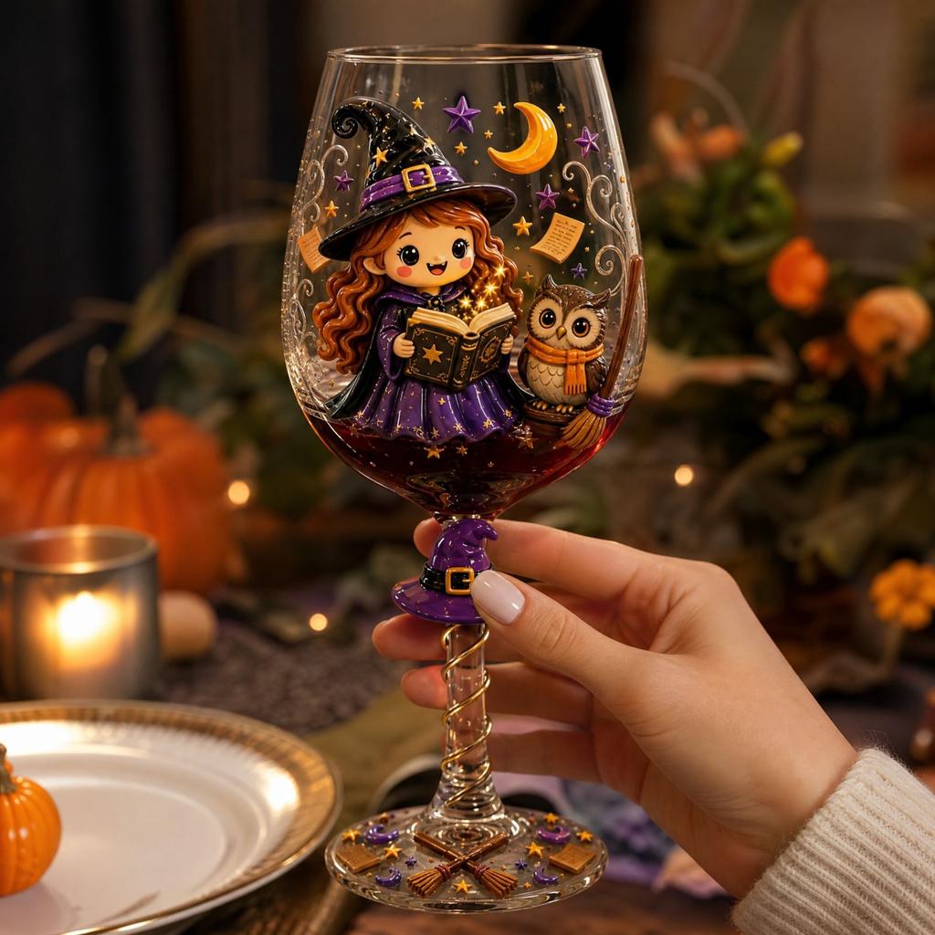 Halloween Themed Goblet with Stem for Party Drinks and Decor
