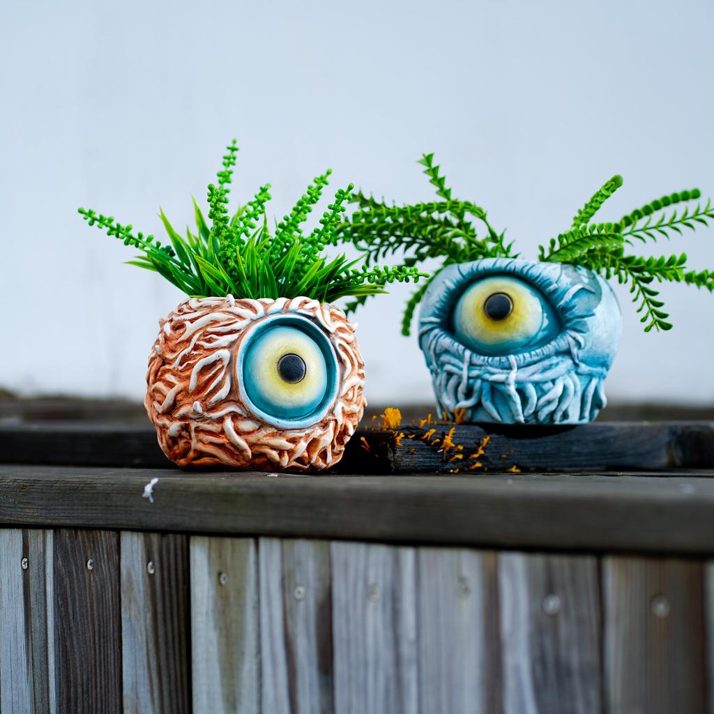 Květináč Monster Eye Kreativní Unikátní Květináč ve tvaru oka, Pryskyřičný Květináč na sukulenty s drenáží, pro Venkovní Zahradní Dekoraci a Domácí Uměleckou Dekoraci