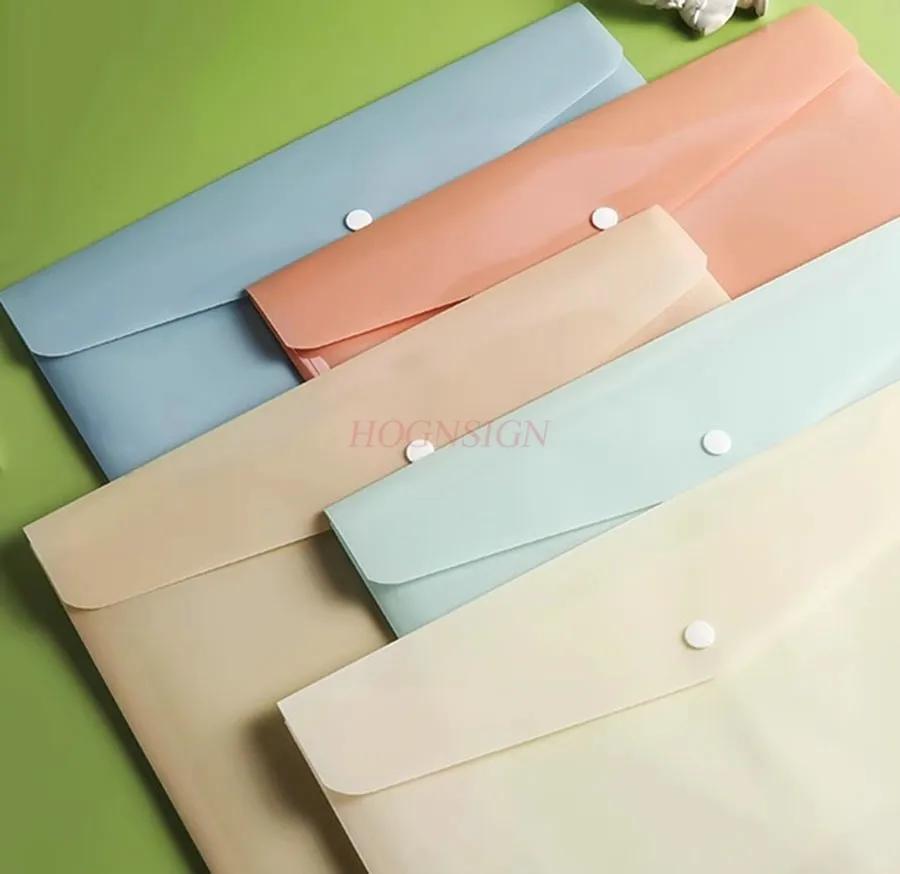 10pcs A4 file bag, transparent button bag, thickened large capacity plastic waterproof bag, data bag, folder organization