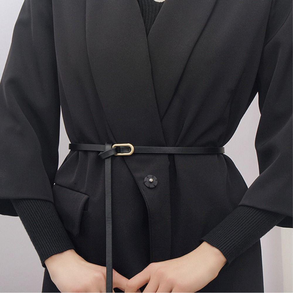 Luxury Design Leather Belt Elliptical Thin Waist Strap Women Trouser Dress Belts