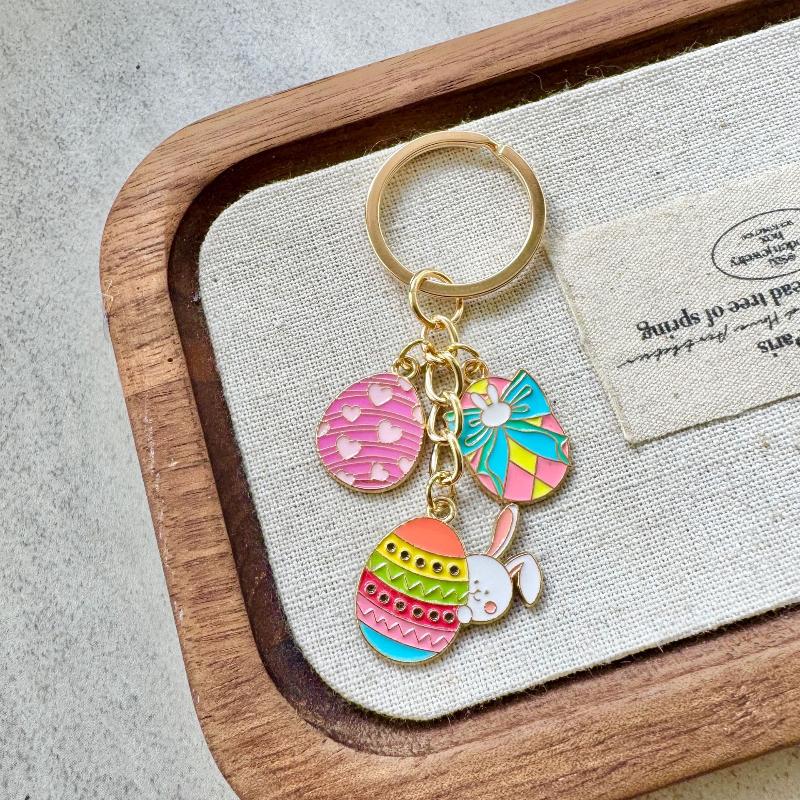 

Enamel Easter Eggs Keychain Cartoon Animal Key Ring Pendants For Women Girls Handbag Decor Jewelry Gift