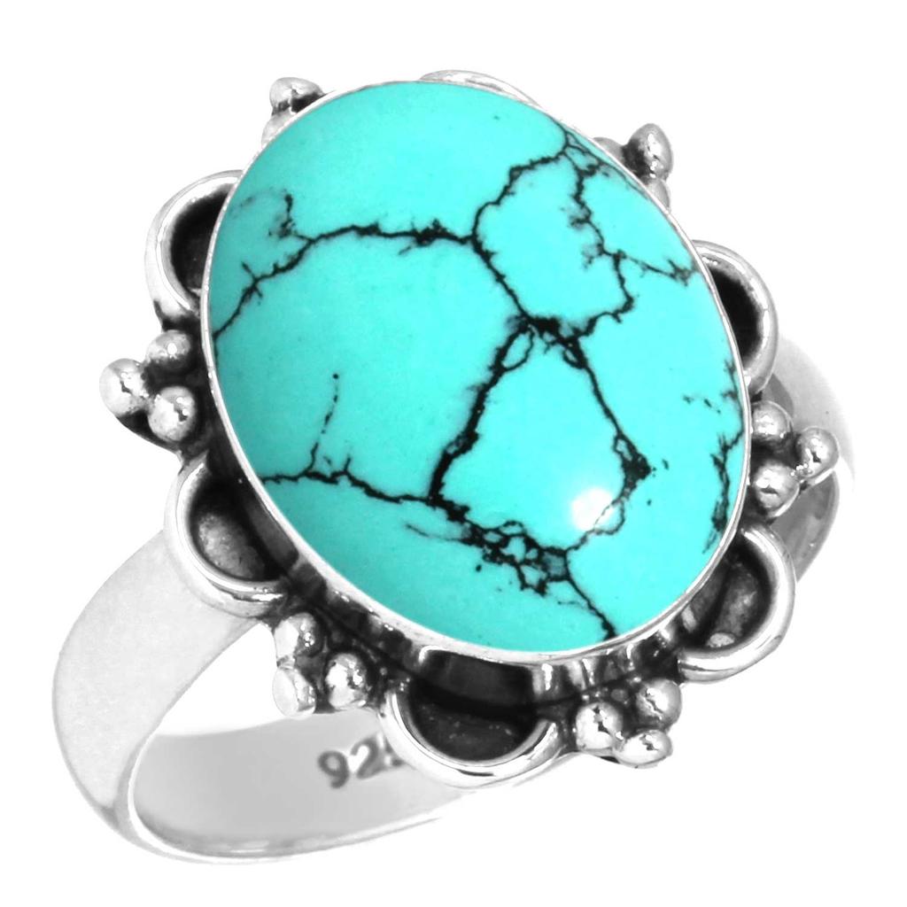 925 Sterling Silver Ring Women Gemstone Handmade Jewelry Valentine's Day Gift Blue Green Purple Copper Turquoise Pearl Lapis Mother Of Pearl Victorian